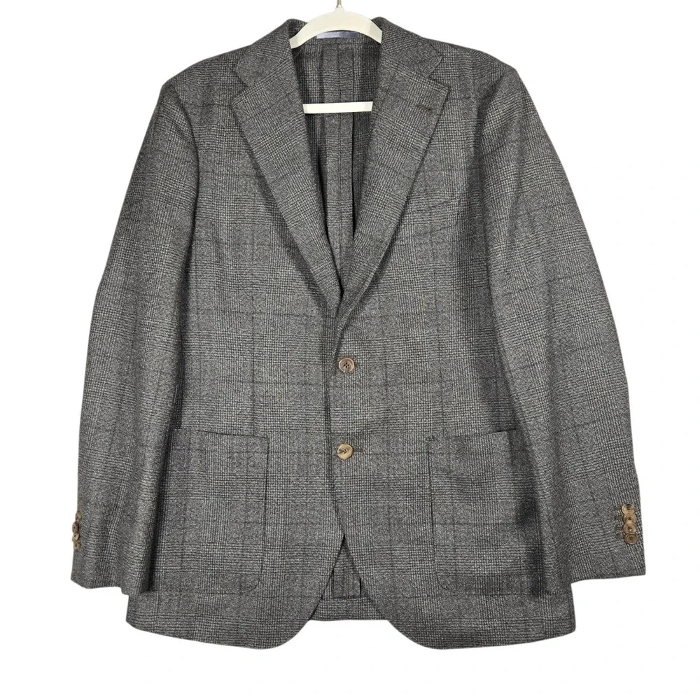 Proper Cloth Sport Coat Mens 42R Gray Glen Check Wool Marlane Extra Fine Merino